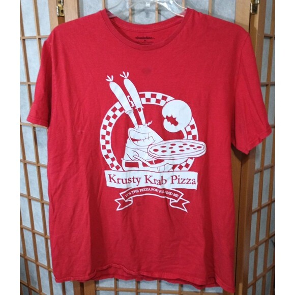 Nickelodeon Krusty Krab Pizza T-Shirt XL Red 100% Cotton SpongeBob - Picture 1 of 11